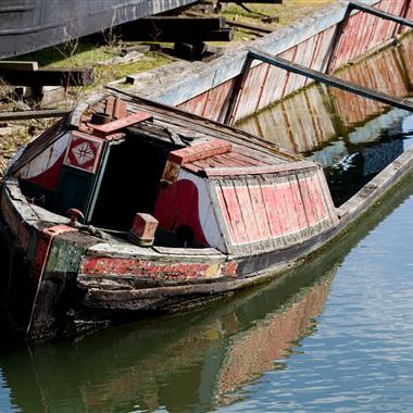 Submerged narrowboat