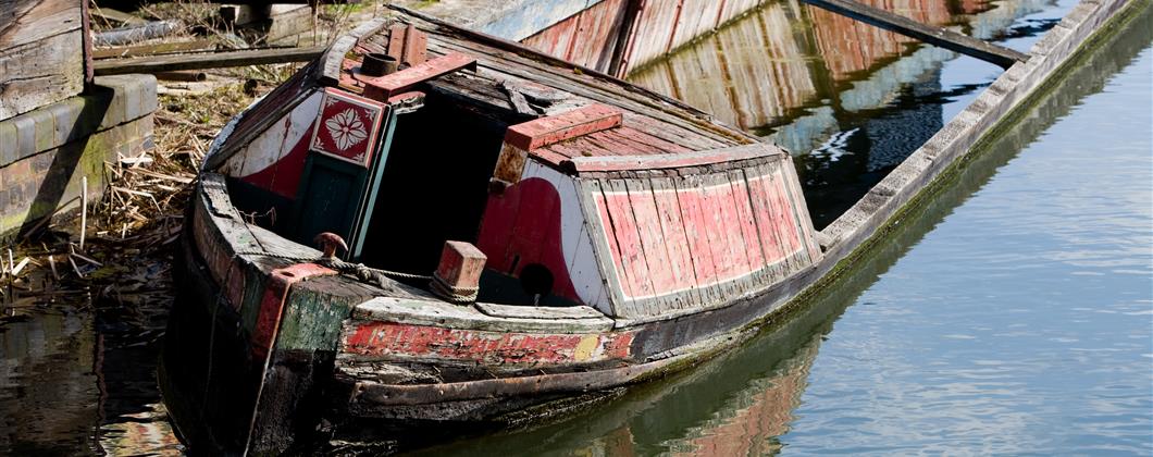 Submerged narrowboat